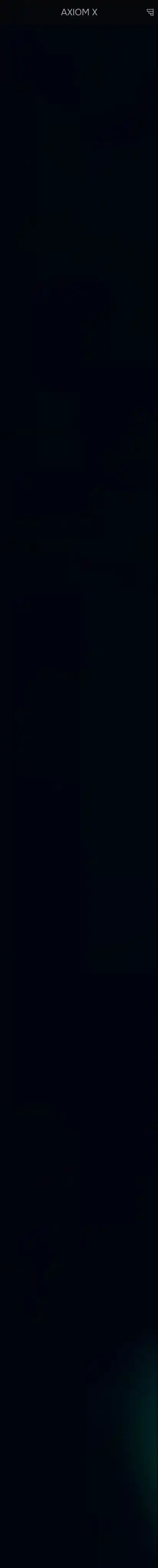 Axiom X home page on mobile
