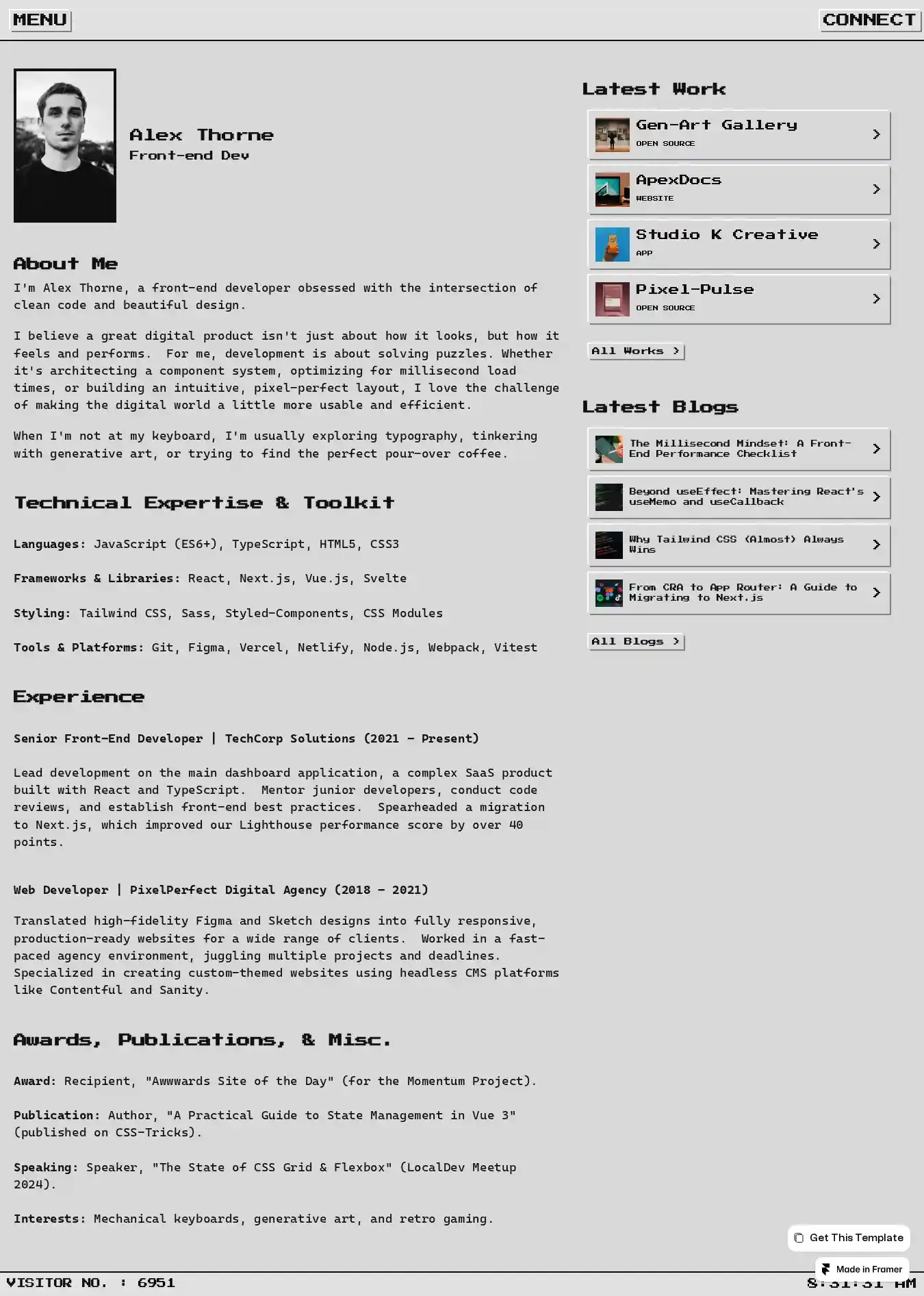 Back-to-90s home page on desktop