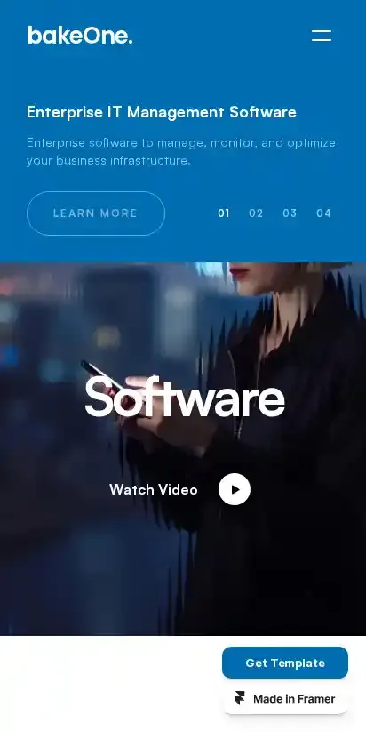 BakeOne home page on mobile