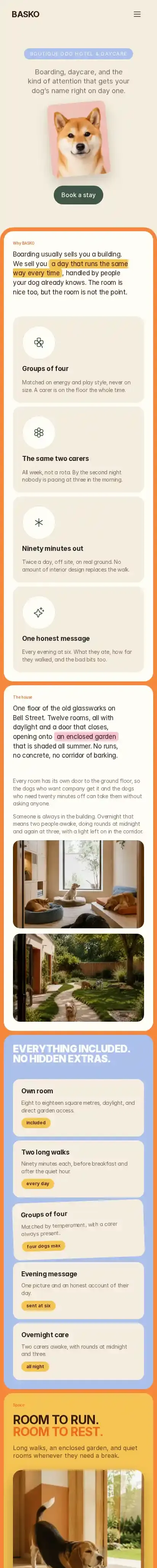 Basko home page on mobile