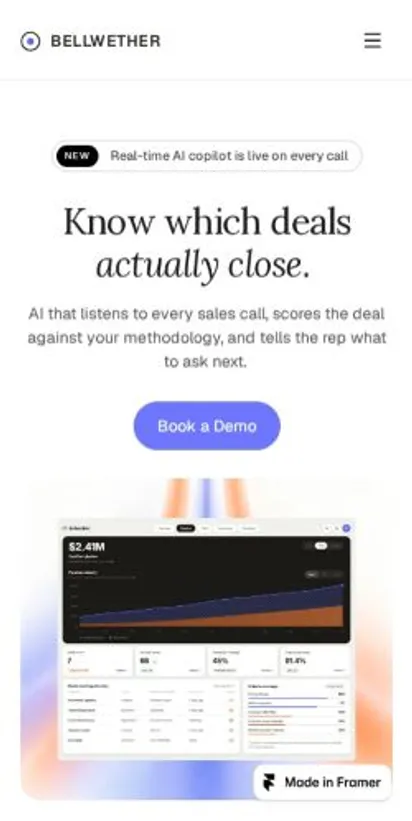 Bellwether home page on mobile