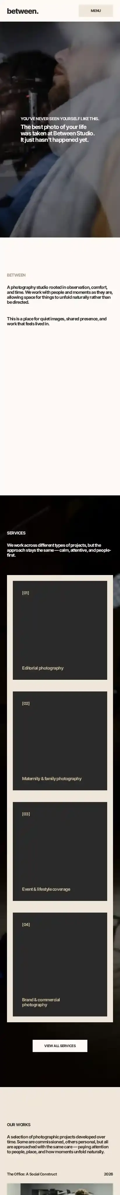 Between home page on mobile