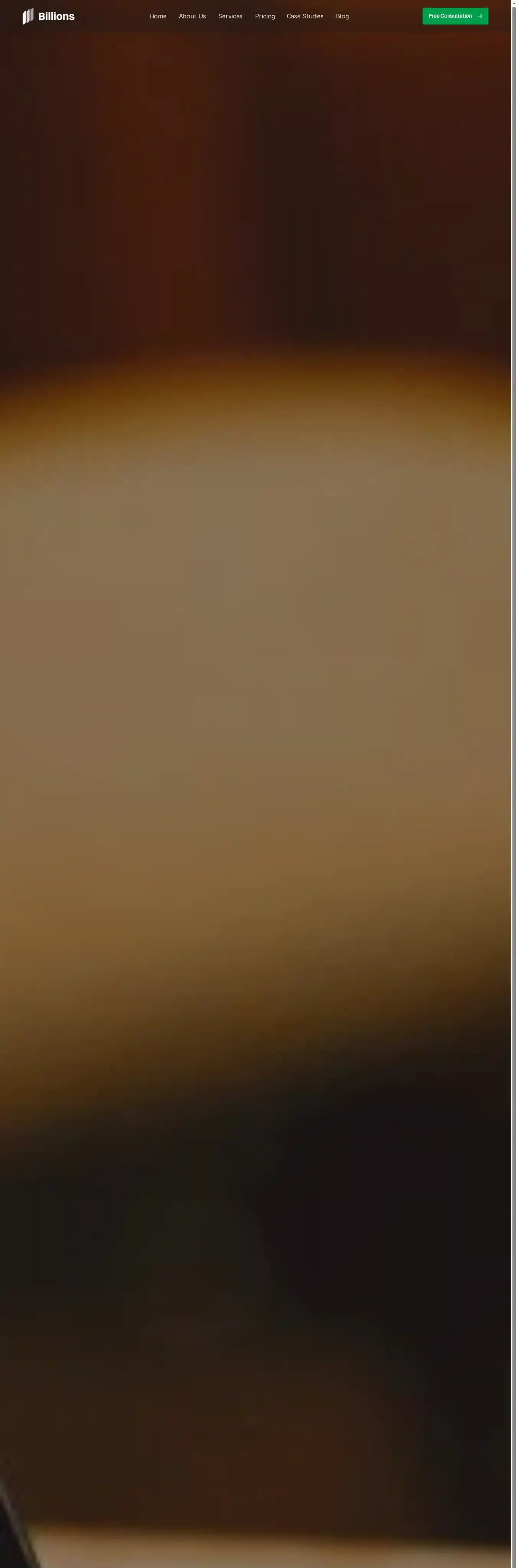 Billions home page on desktop