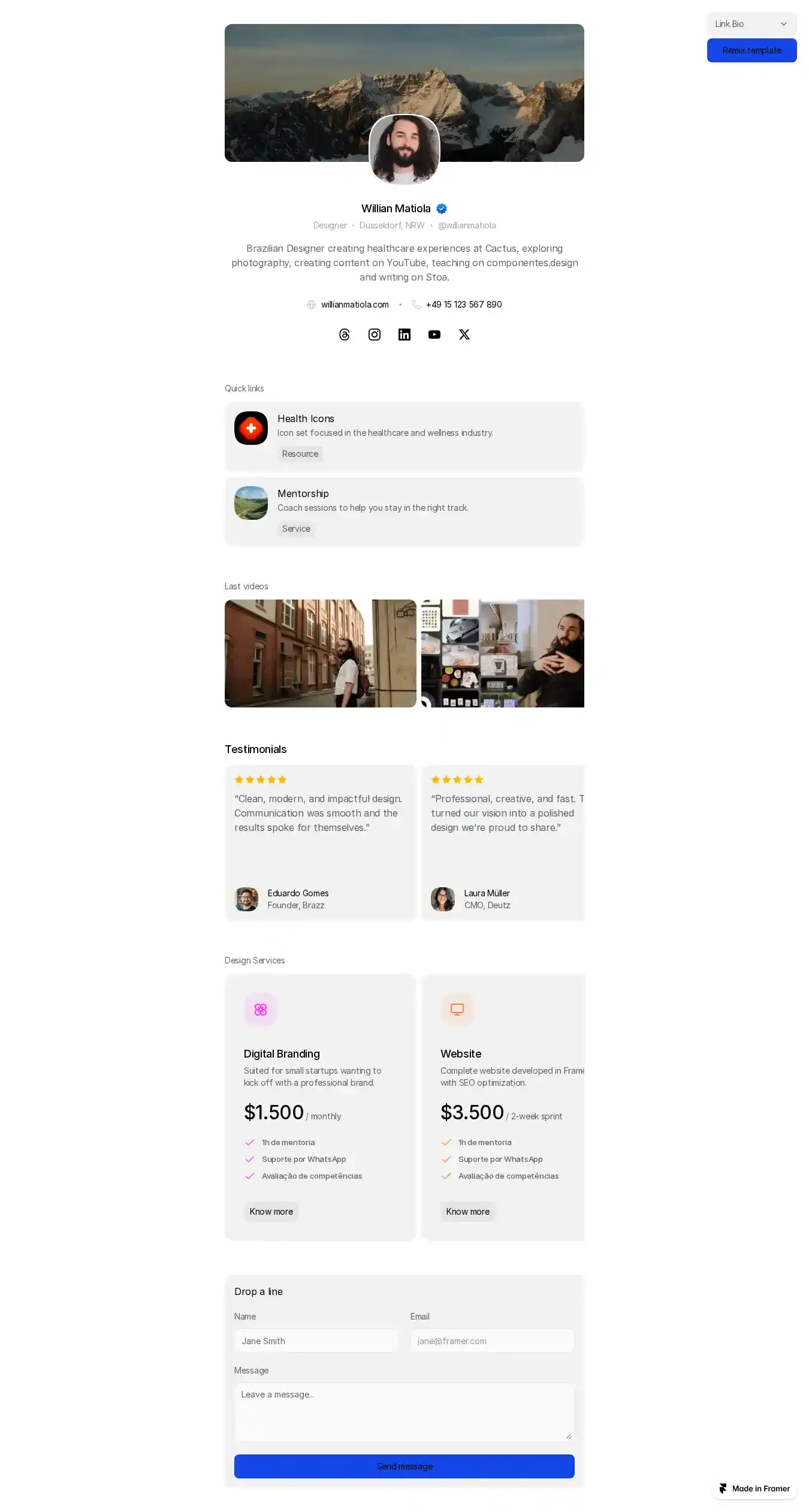 Biown Extended home page on desktop
