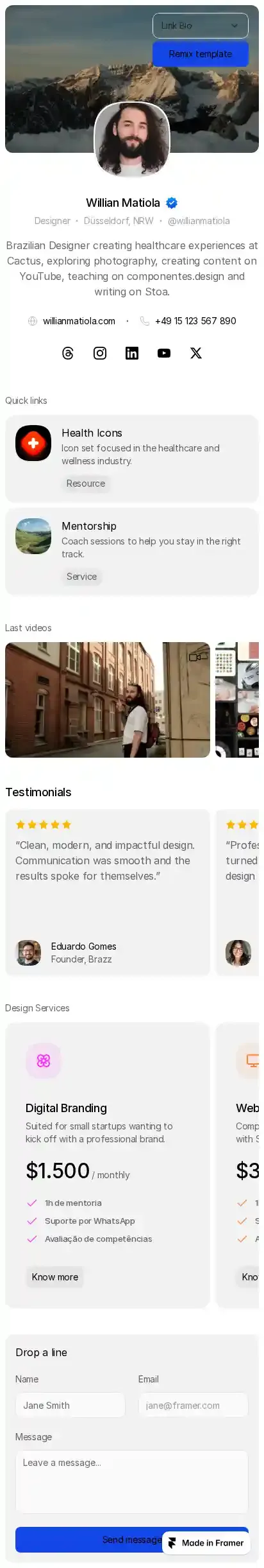 Biown Extended home page on mobile