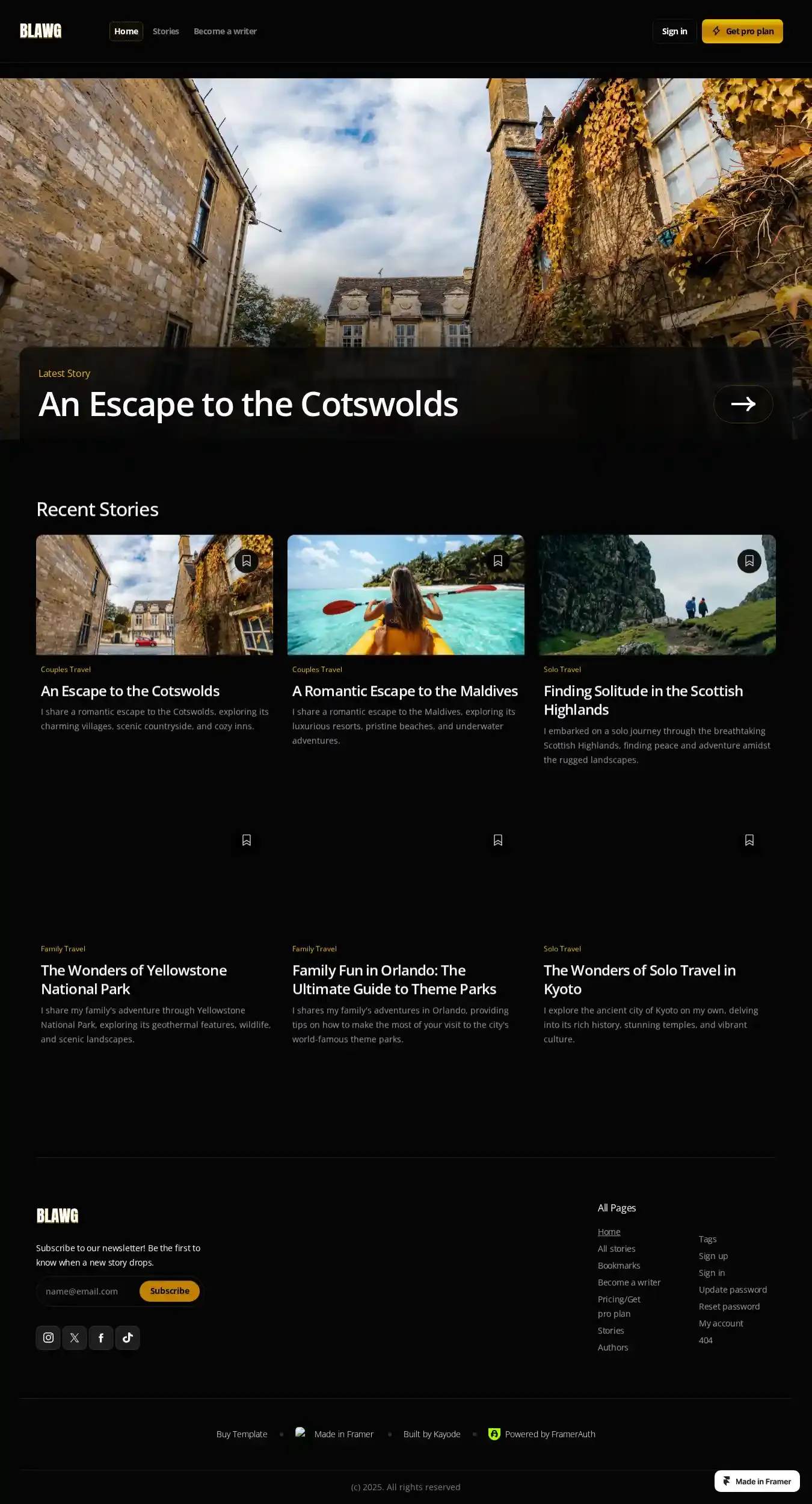 Blawg home page on desktop