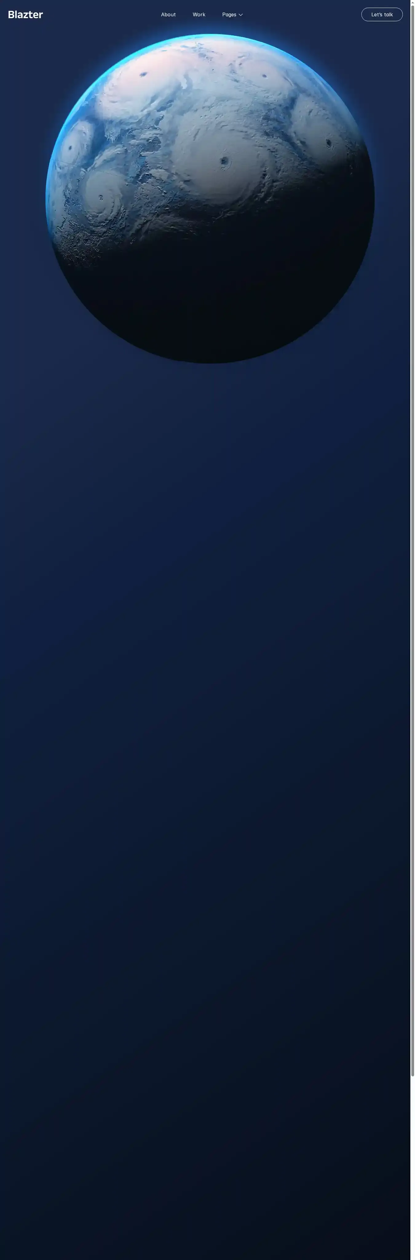 Blazter home page on desktop