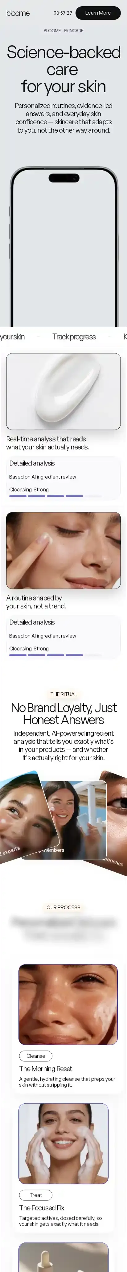 Bloome home page on mobile