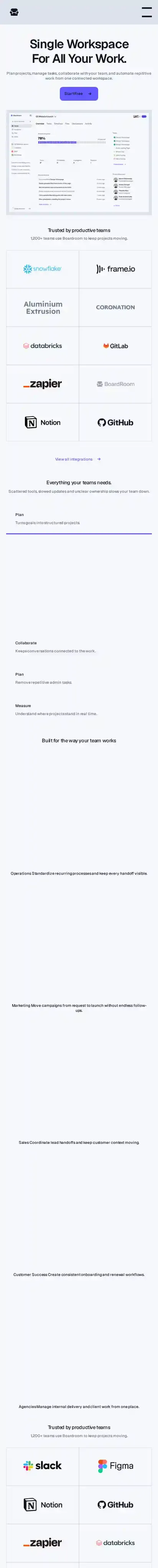 Boardroom home page on mobile