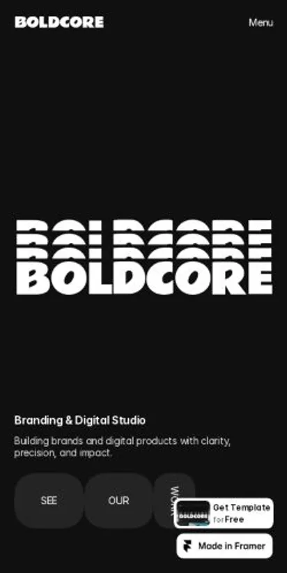 BOLDCORE home page on mobile
