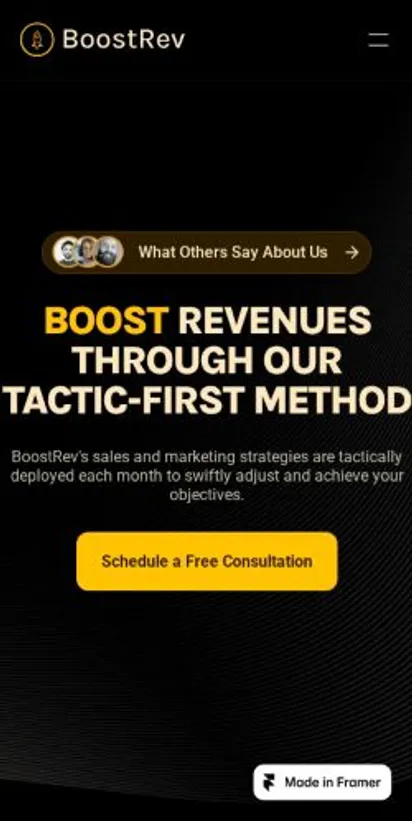 BoostRev home page on mobile