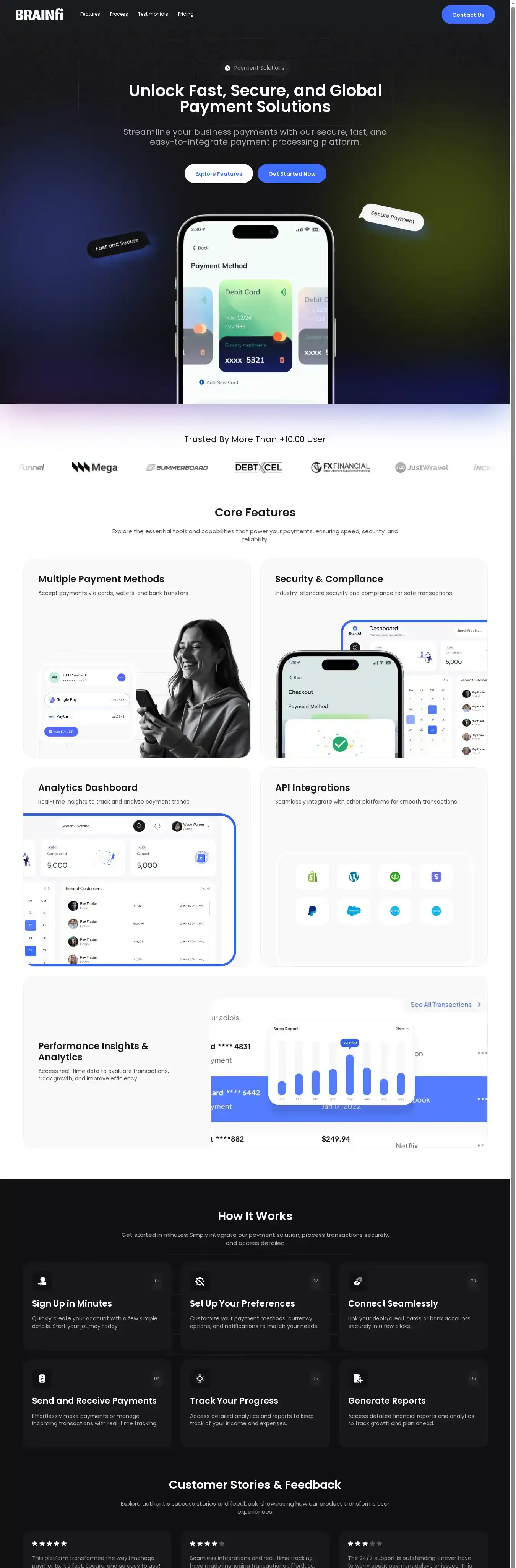 BrainFi home page on desktop