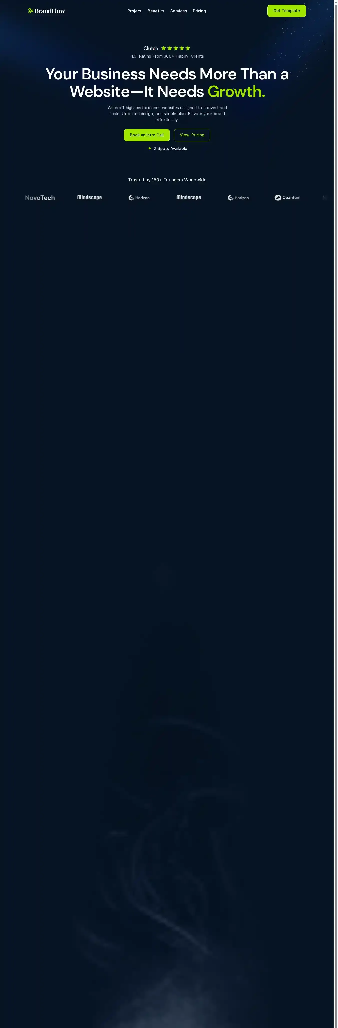 BrandFlowX home page on desktop