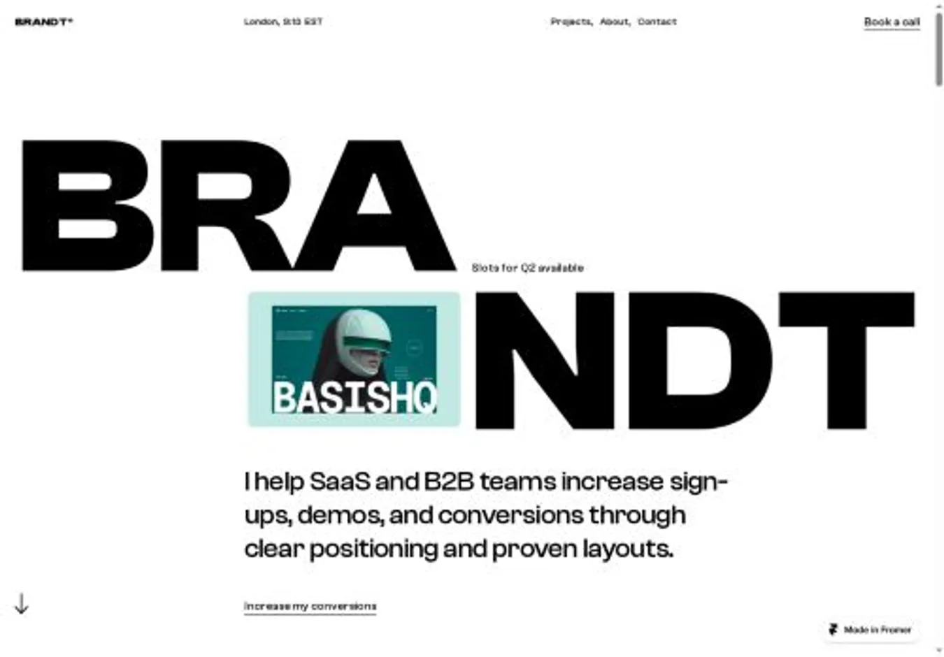 Brandt home page on desktop