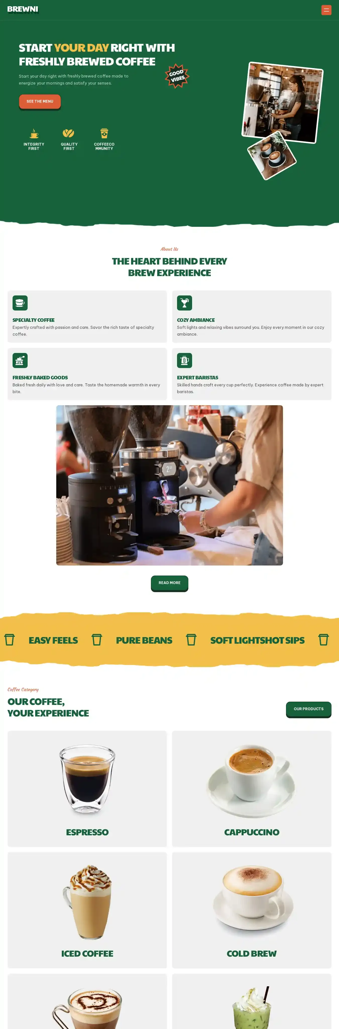 Brewni home page on desktop