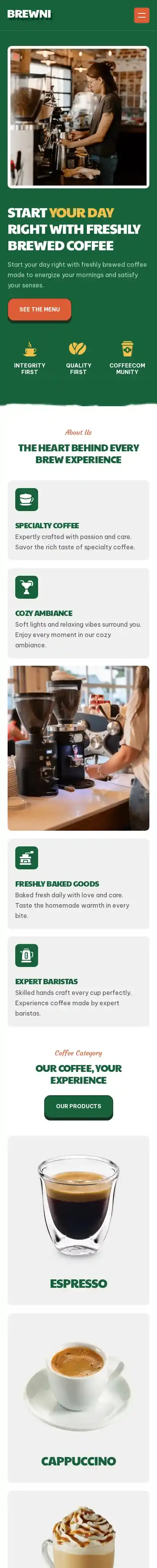 Brewni home page on mobile