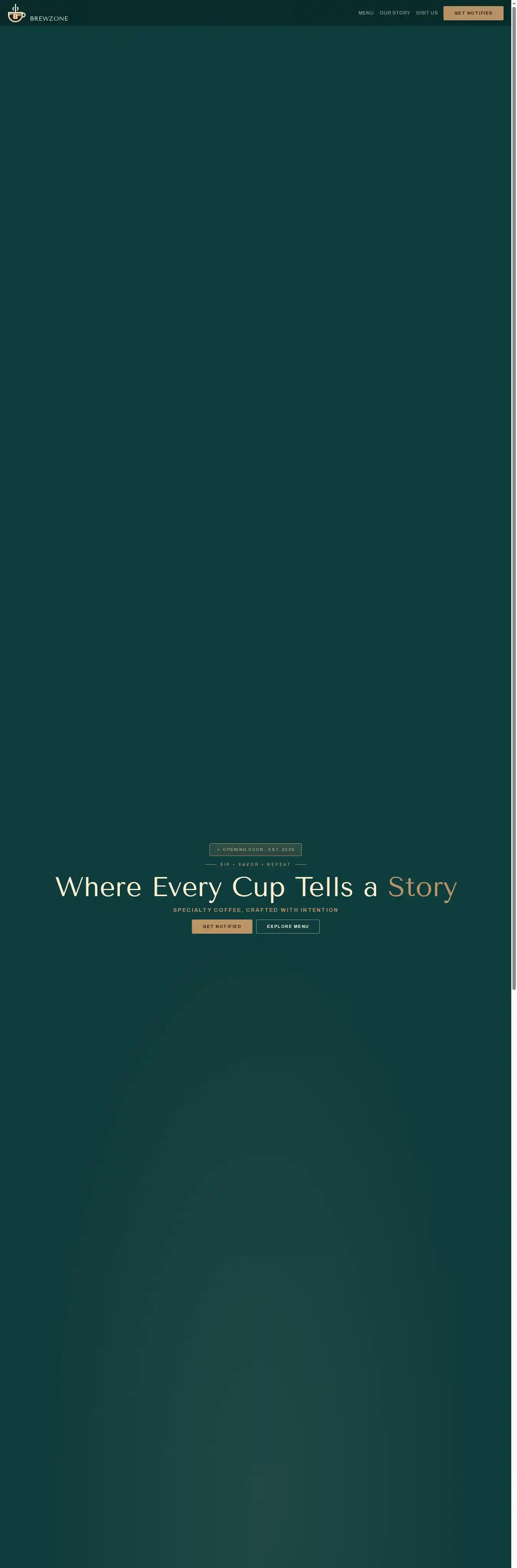 Brewzone home page on desktop