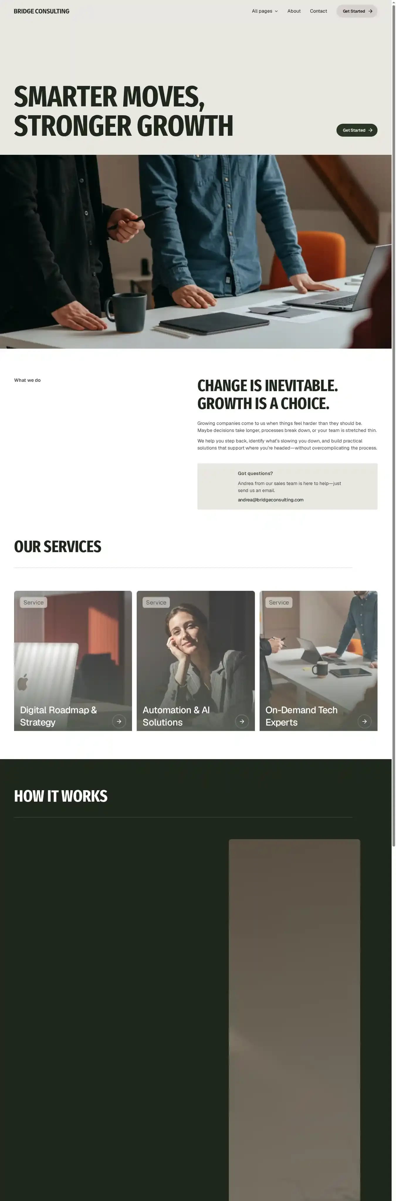 Bridge home page on desktop