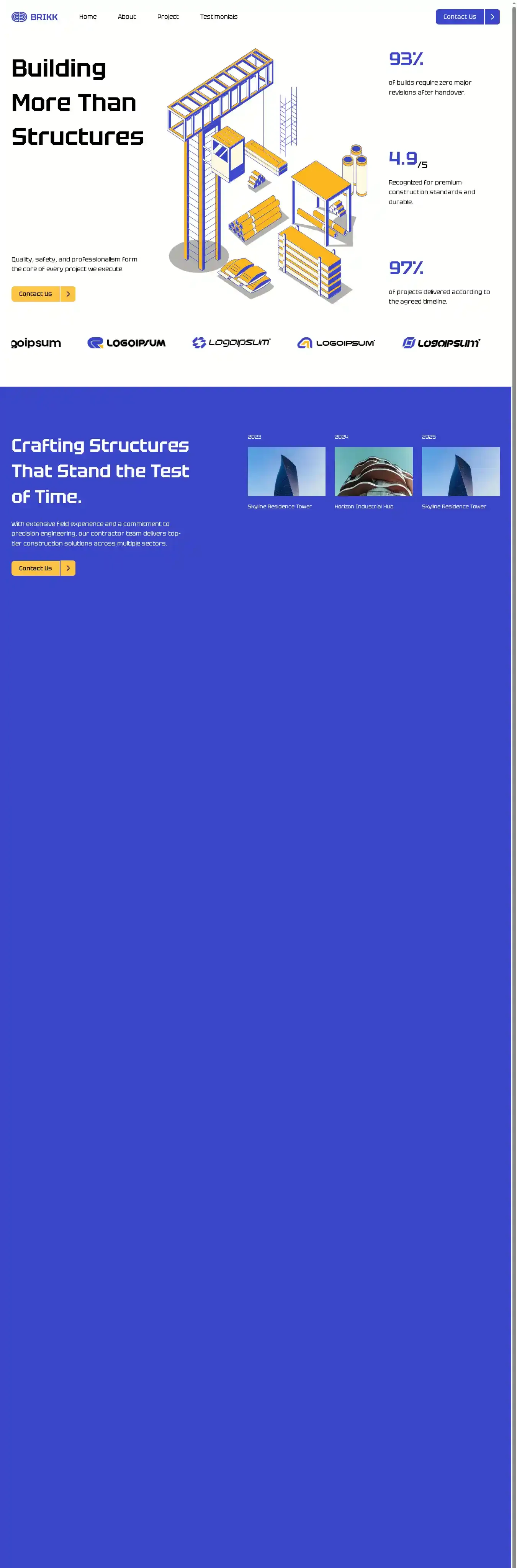 Brikk home page on desktop