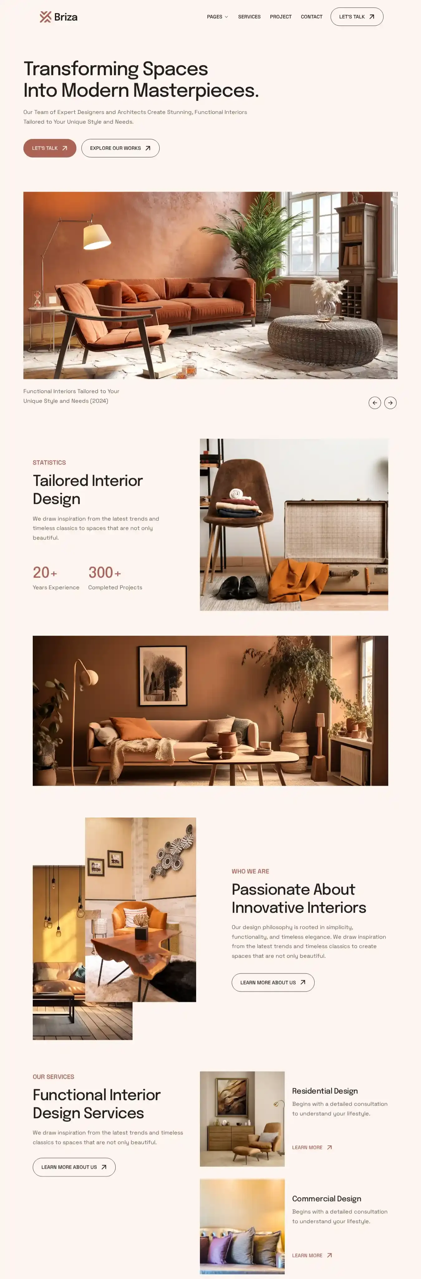 Briza home page on desktop