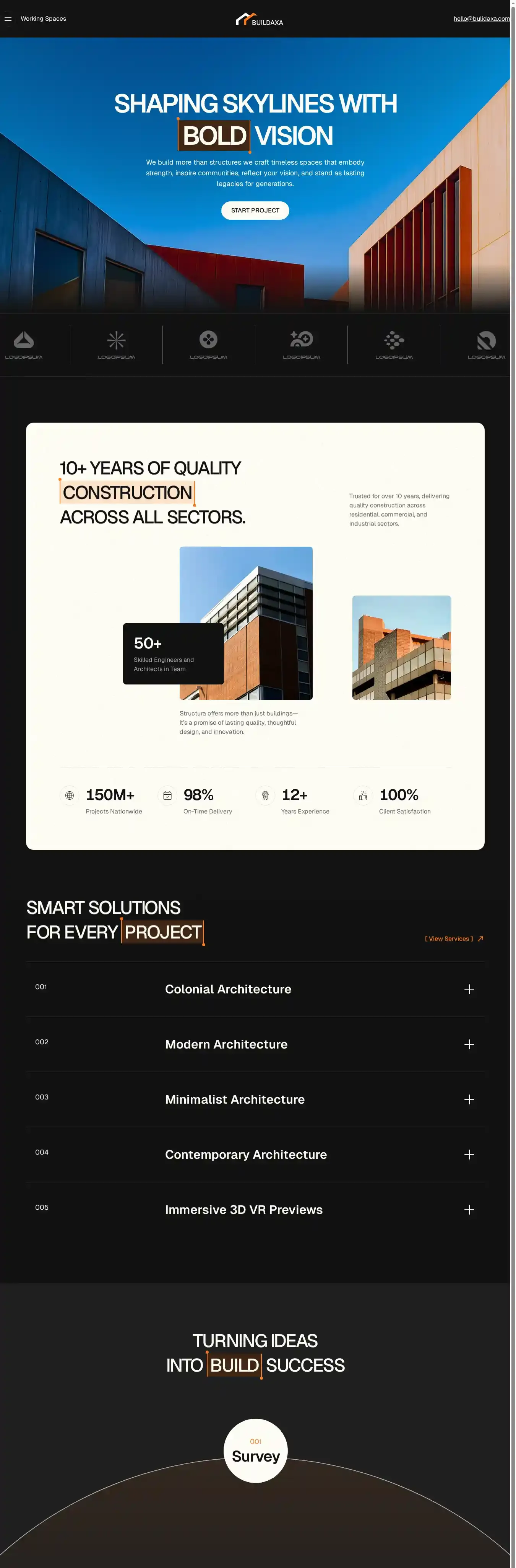buildaxa home page on desktop