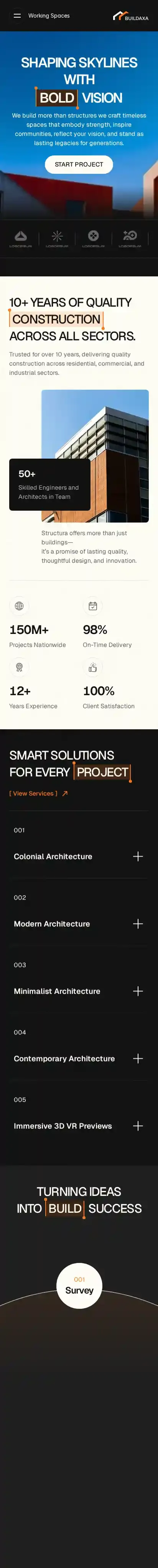 buildaxa home page on mobile