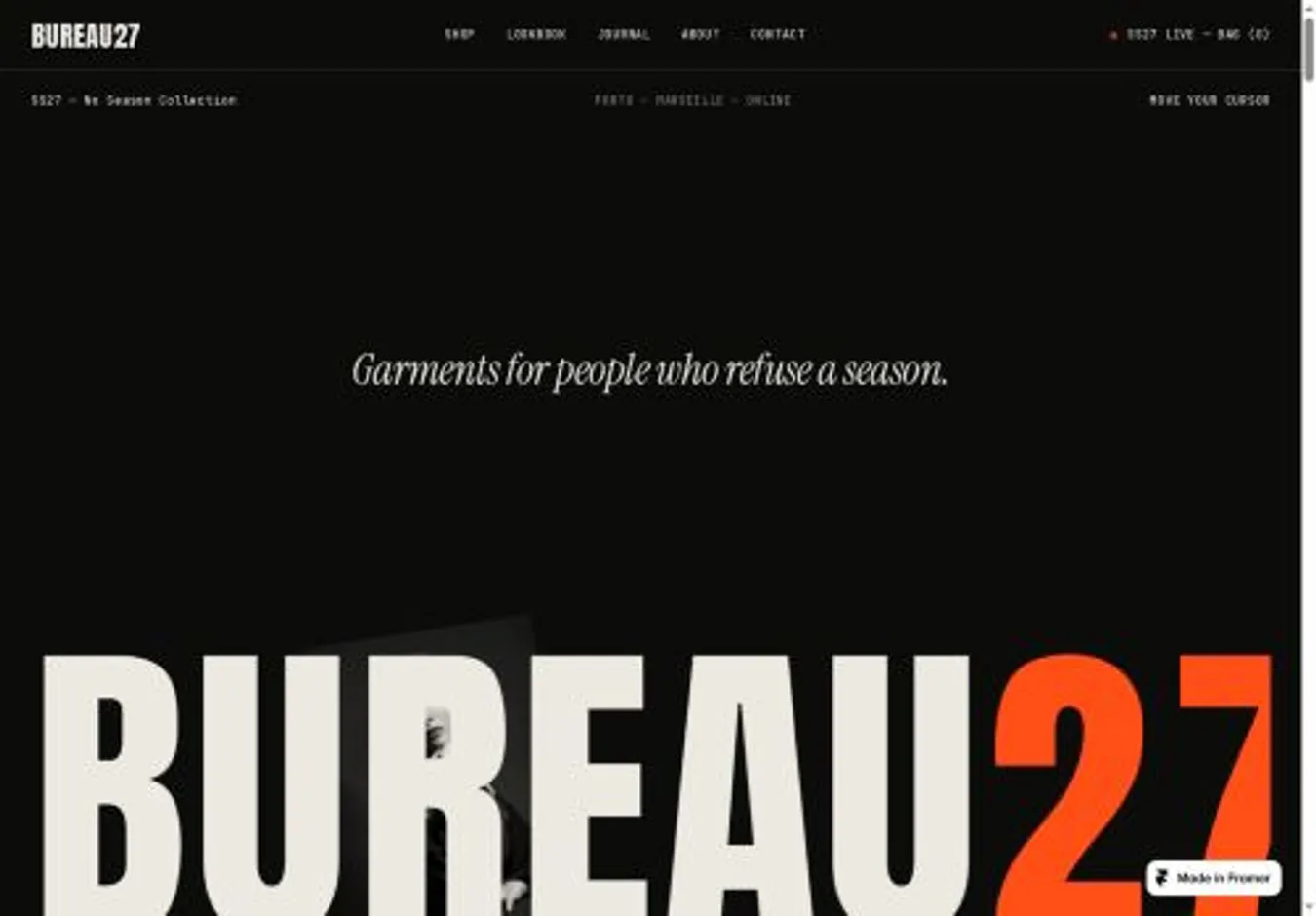Bureau27 home page on desktop