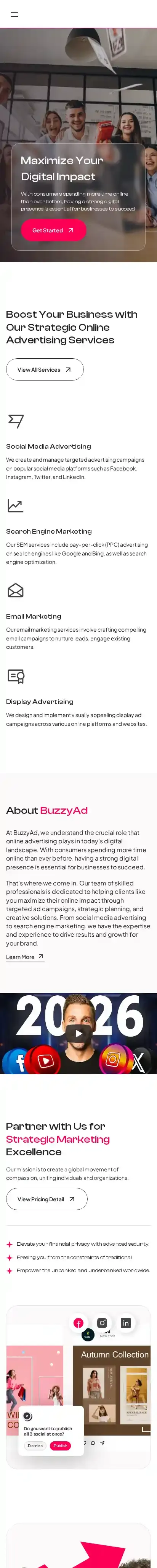 BuzzyAd home page on mobile