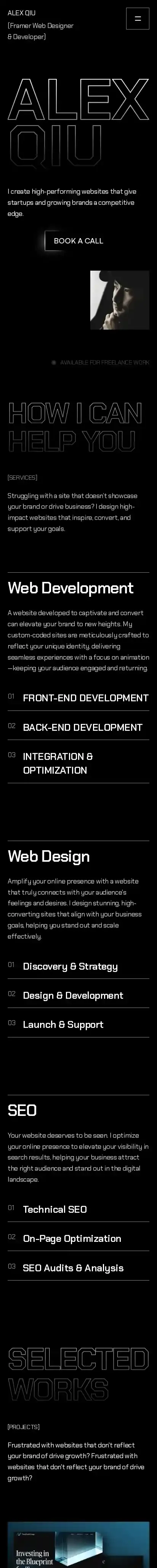 BYALEX home page on mobile
