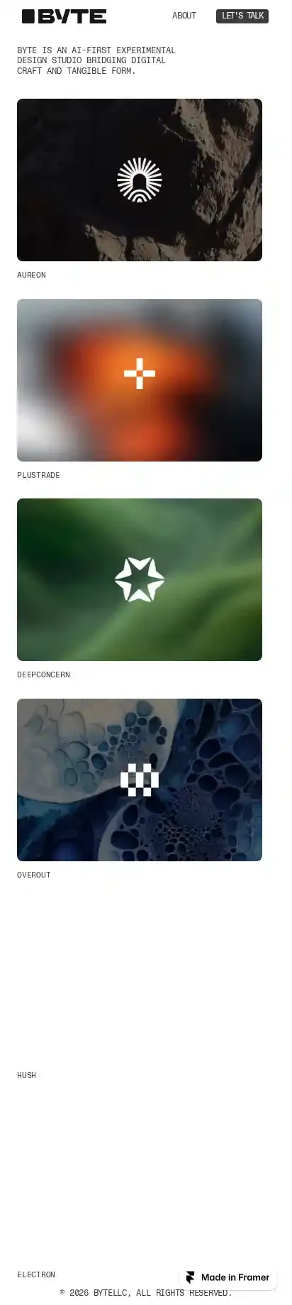 Byte Studio home page on mobile