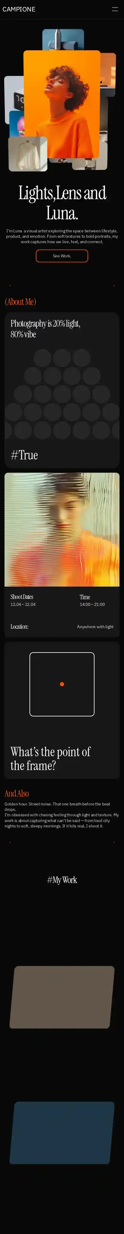 Campione home page on mobile