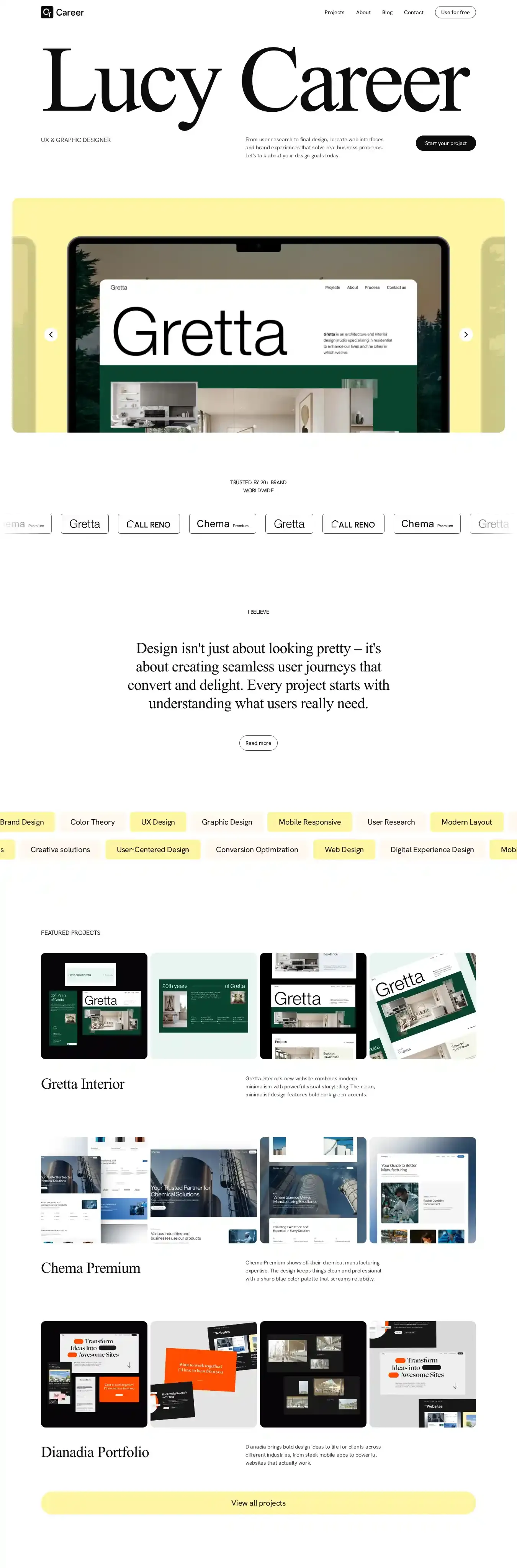 Career home page on desktop