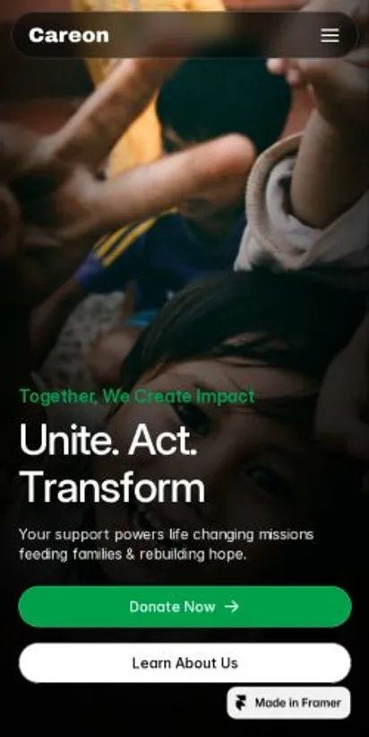 Careon home page on mobile