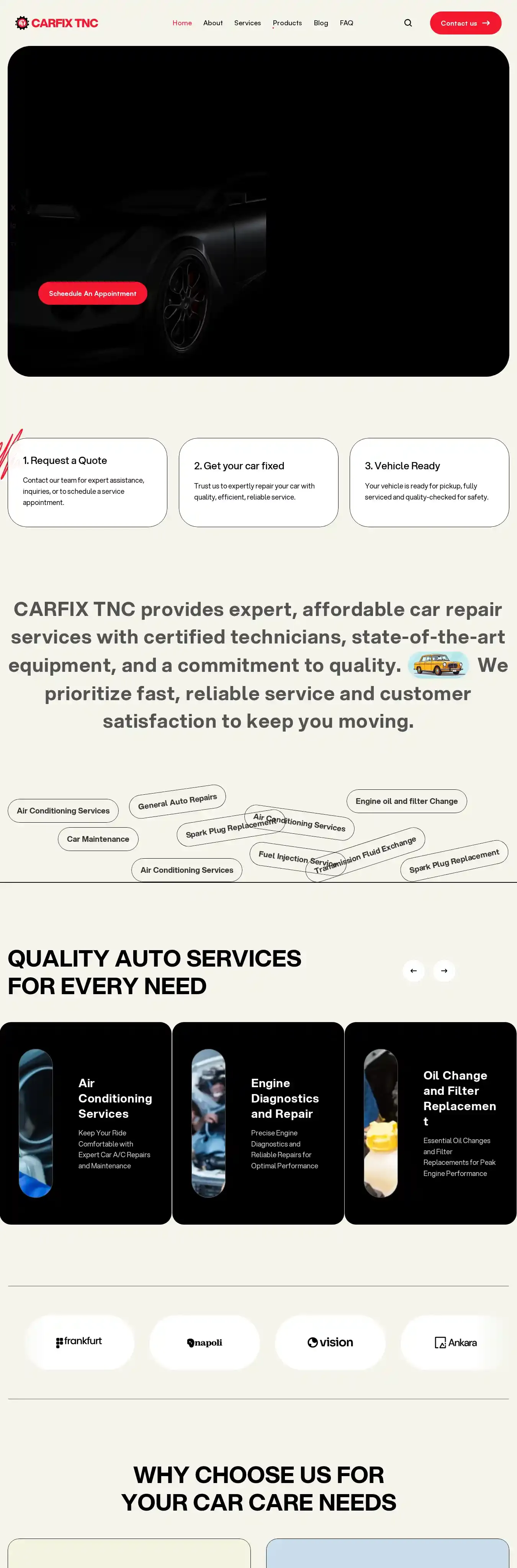 CARFIX TNC home page on desktop