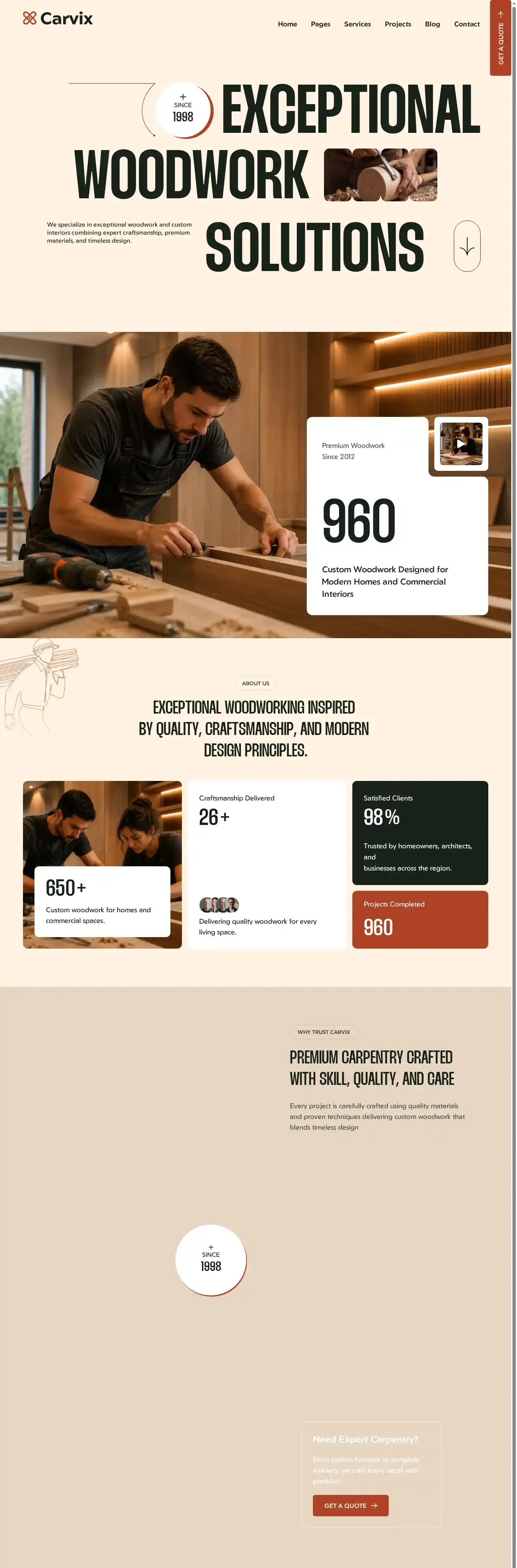 carvix home page on desktop