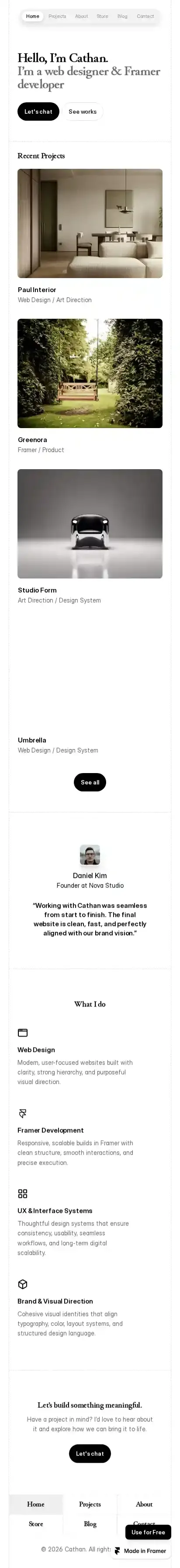 Cathan home page on mobile