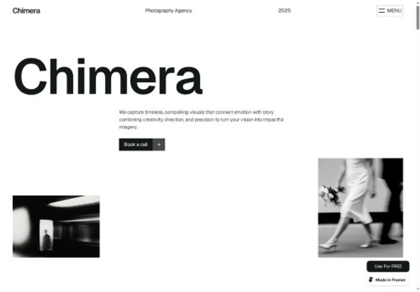 Chimera home page on desktop