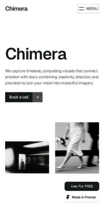 Chimera home page on mobile