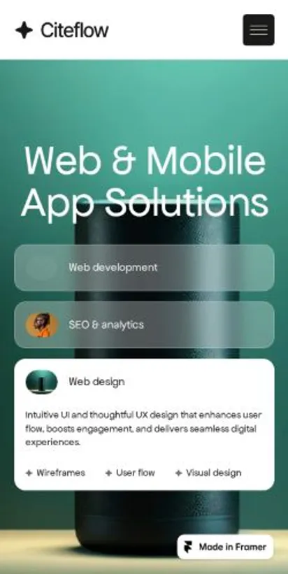 Citeflow home page on mobile