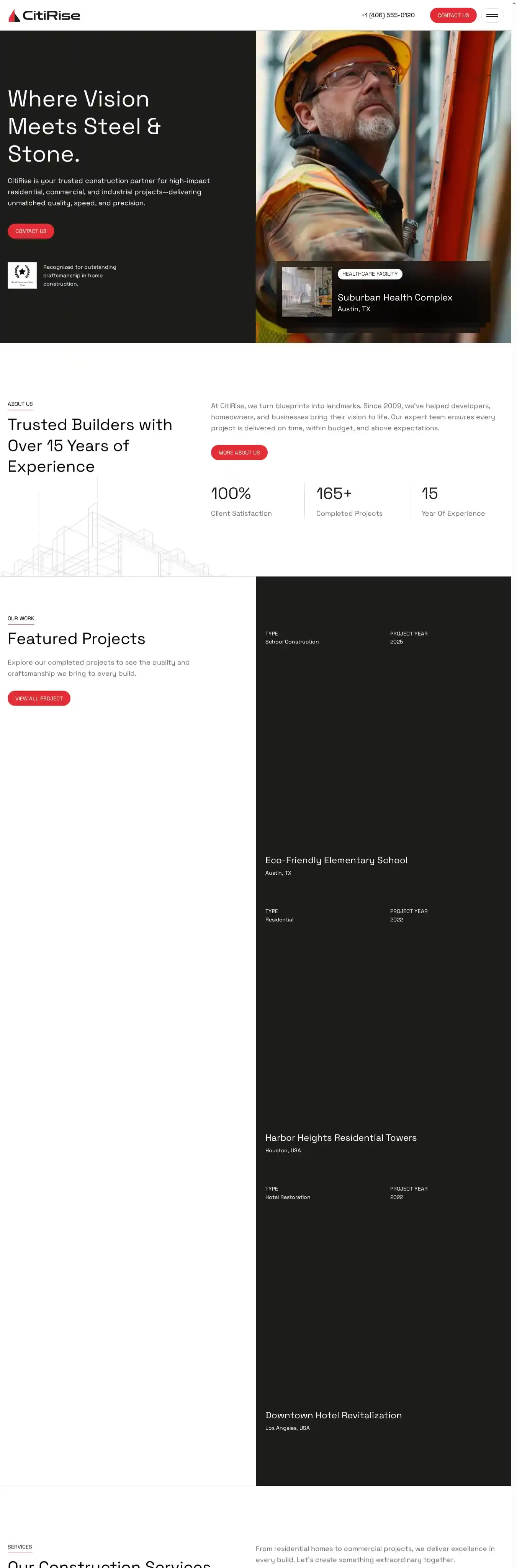 CitiRise home page on desktop