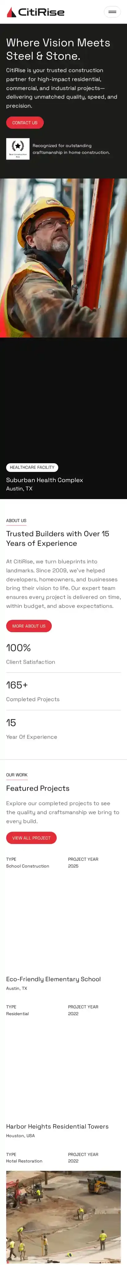 CitiRise home page on mobile