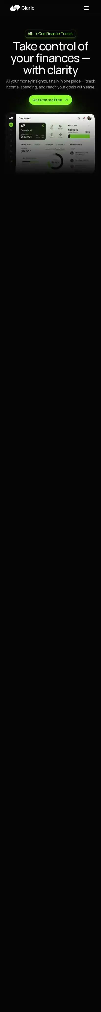 Clario home page on mobile