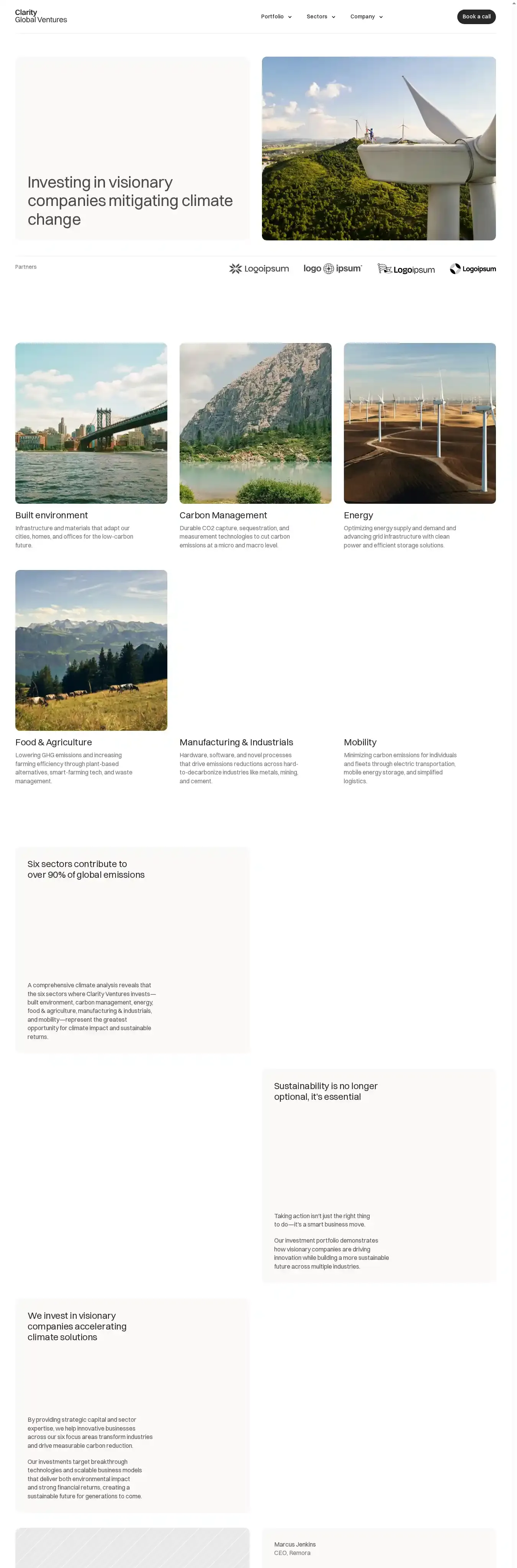 Clarity GV home page on desktop
