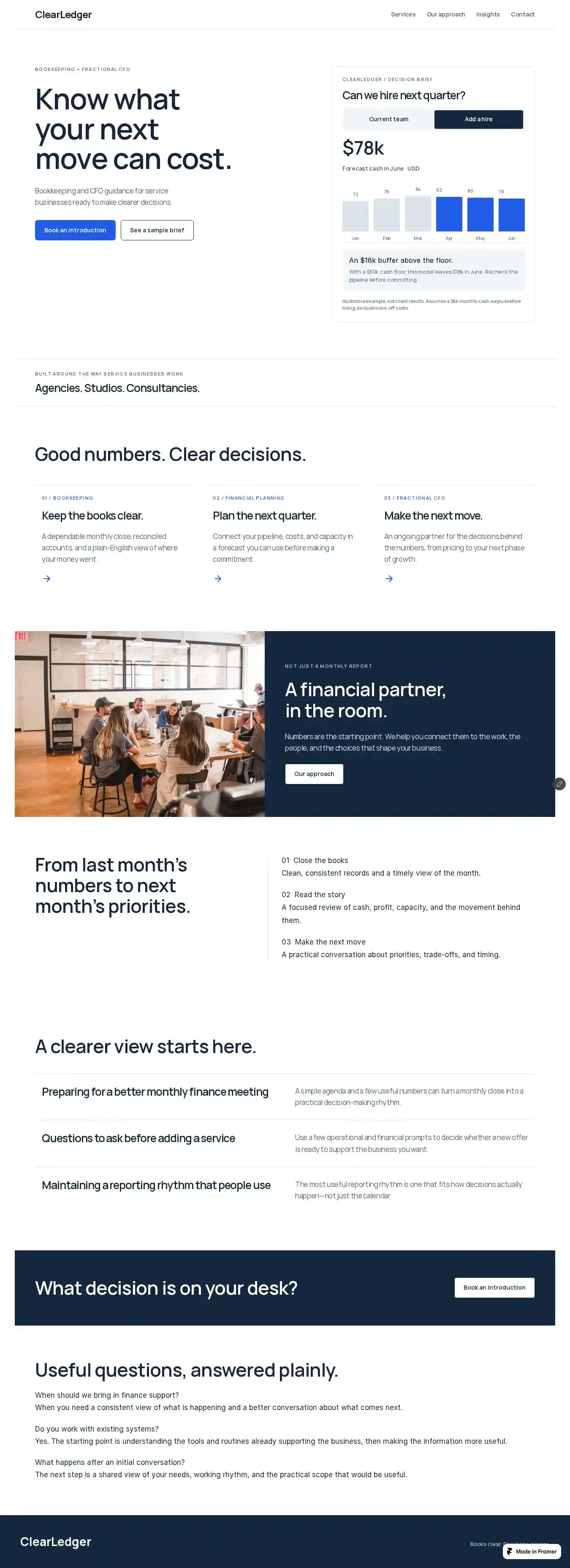 ClearLedger home page on desktop