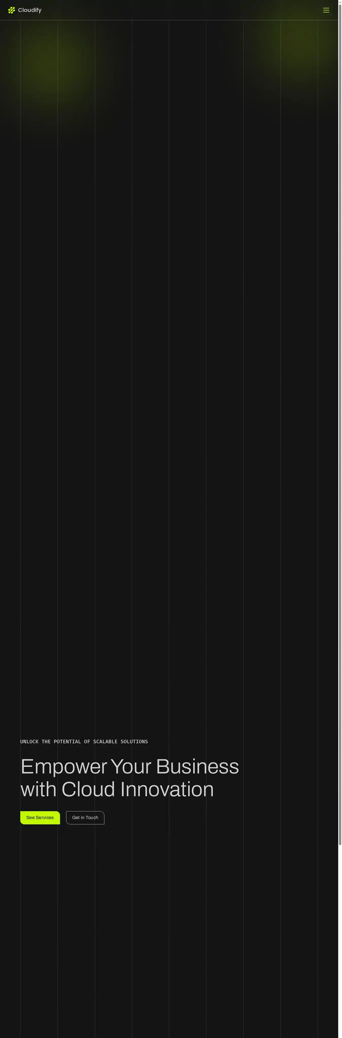 Cloudify home page on desktop