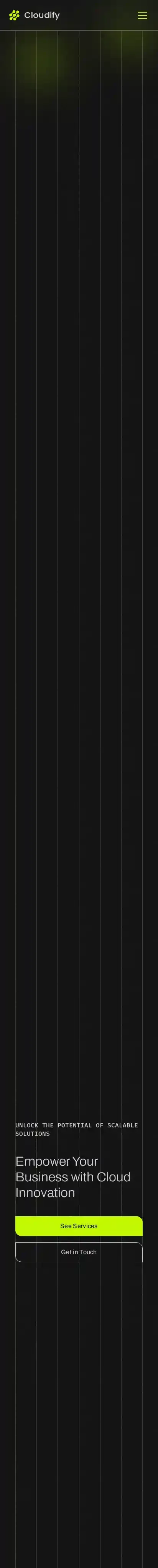 Cloudify home page on mobile