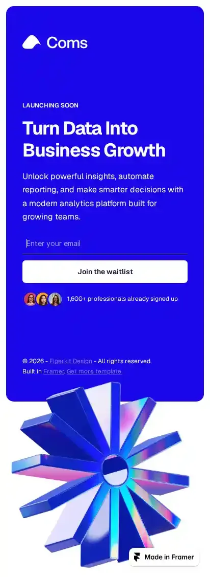 Coms home page on mobile