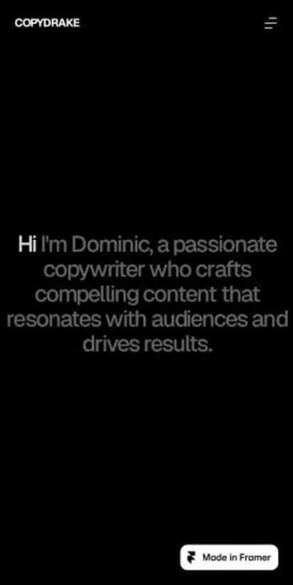 Copydrake home page on mobile