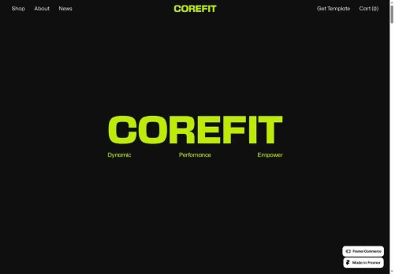 CORE-FIT home page on desktop