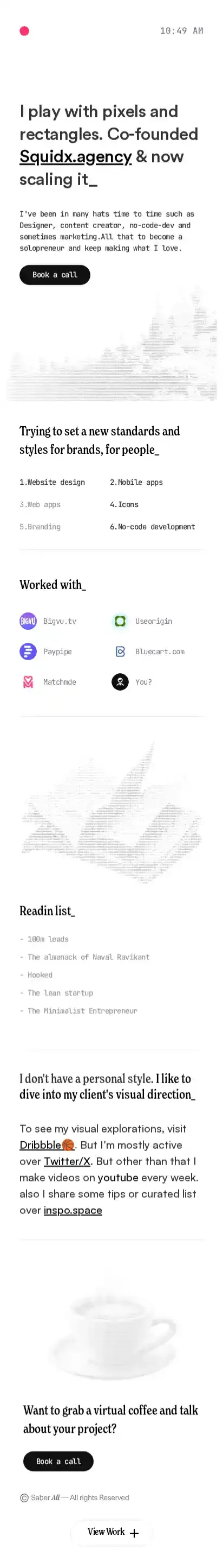 Corva home page on mobile